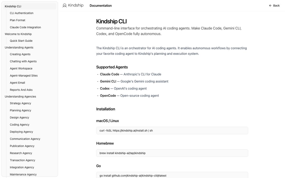 Screenshot of Kindship CLI